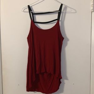 Maroon leather top!